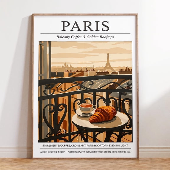 Paris Balcony Coffee French Coffee Kitchen Cafe Poster Unframed Paper Print