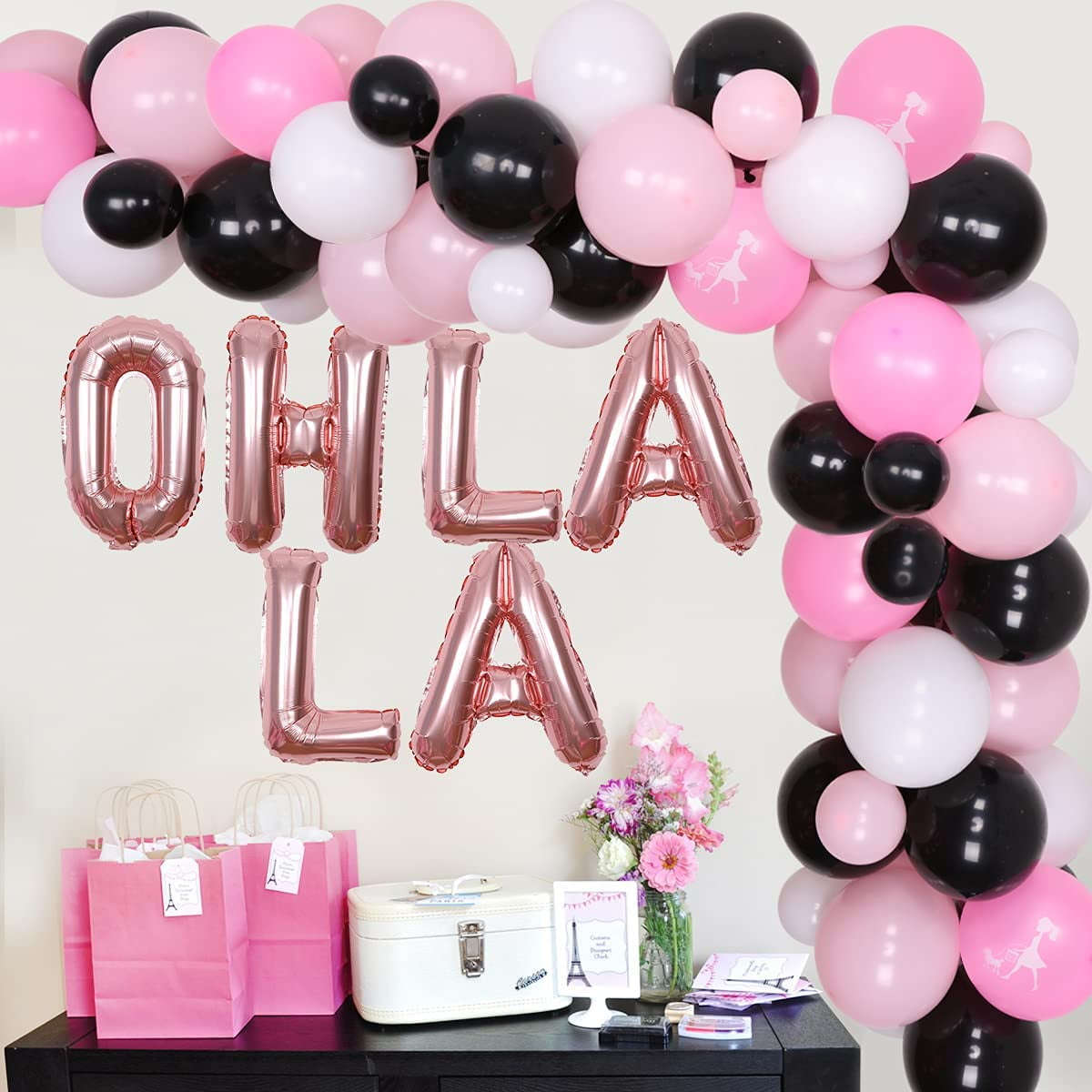 Paris Birthday Party Decorations Kit Paris Themed Balloons Garland Rose ...