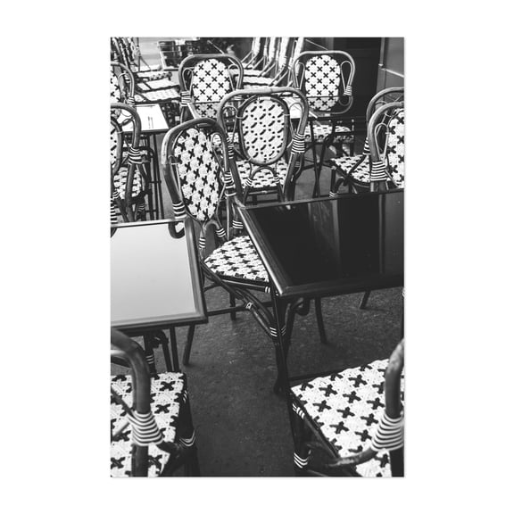Paris Bistro - Paris Île-de-France France Photography Black and White Vintage Street Photography Pattern Retro Architecture Unframed Wall Art Print 4 x 6 inches
