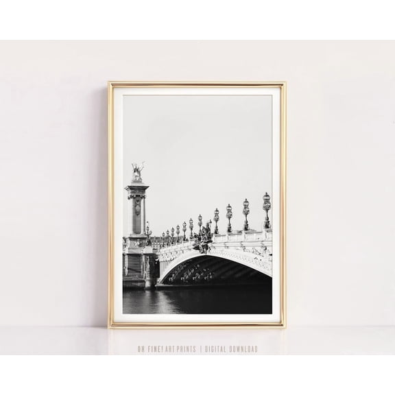 Paris Black White Photography Bridge Architecture Poster Unframed Paper Print