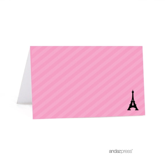 Koyal Wholesale Paris Bonjour Bebe Girl Baby Shower Printable Table Tent Place Cards, 20-Pack