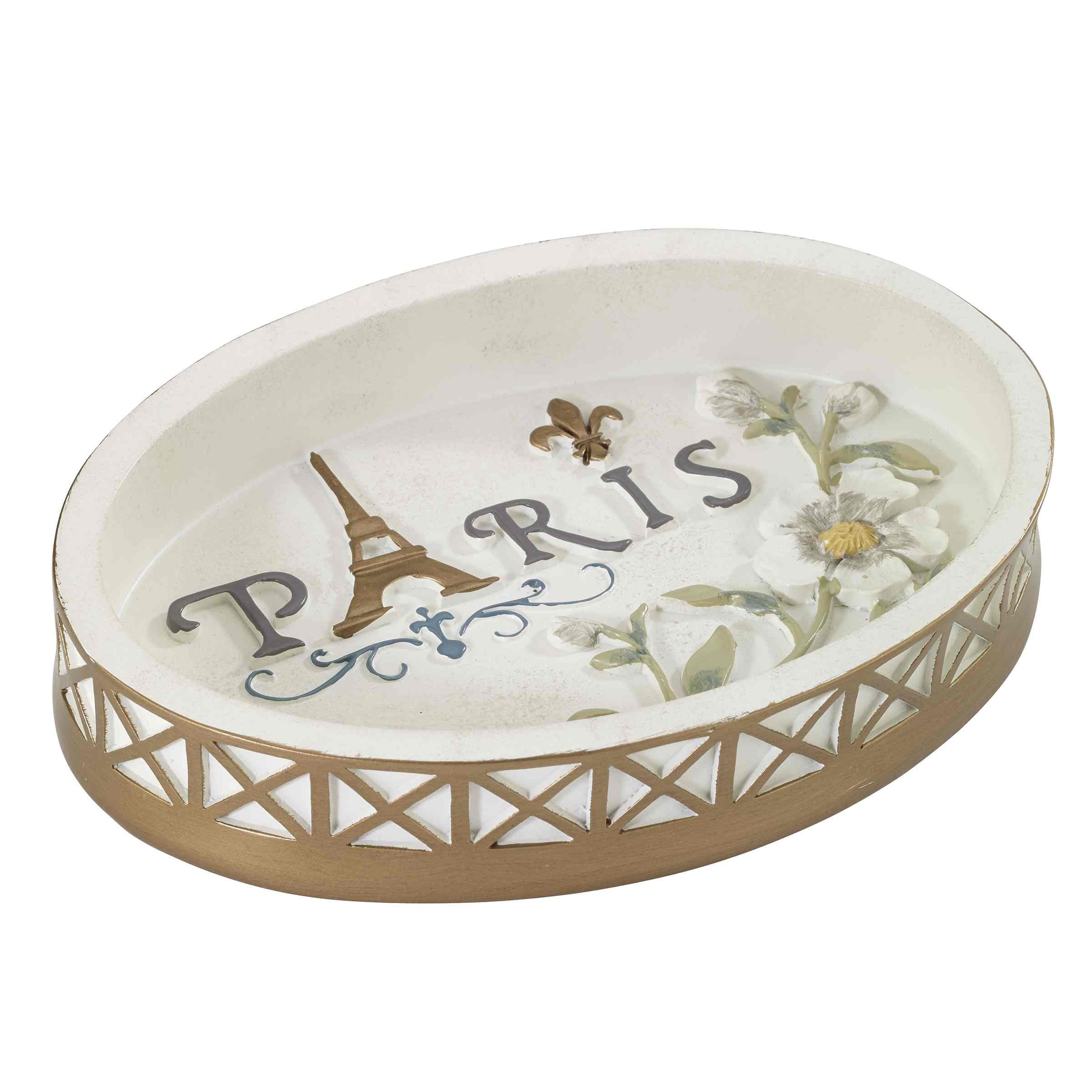 Paris Botanique Off-White and Gold Resin Soap Dish