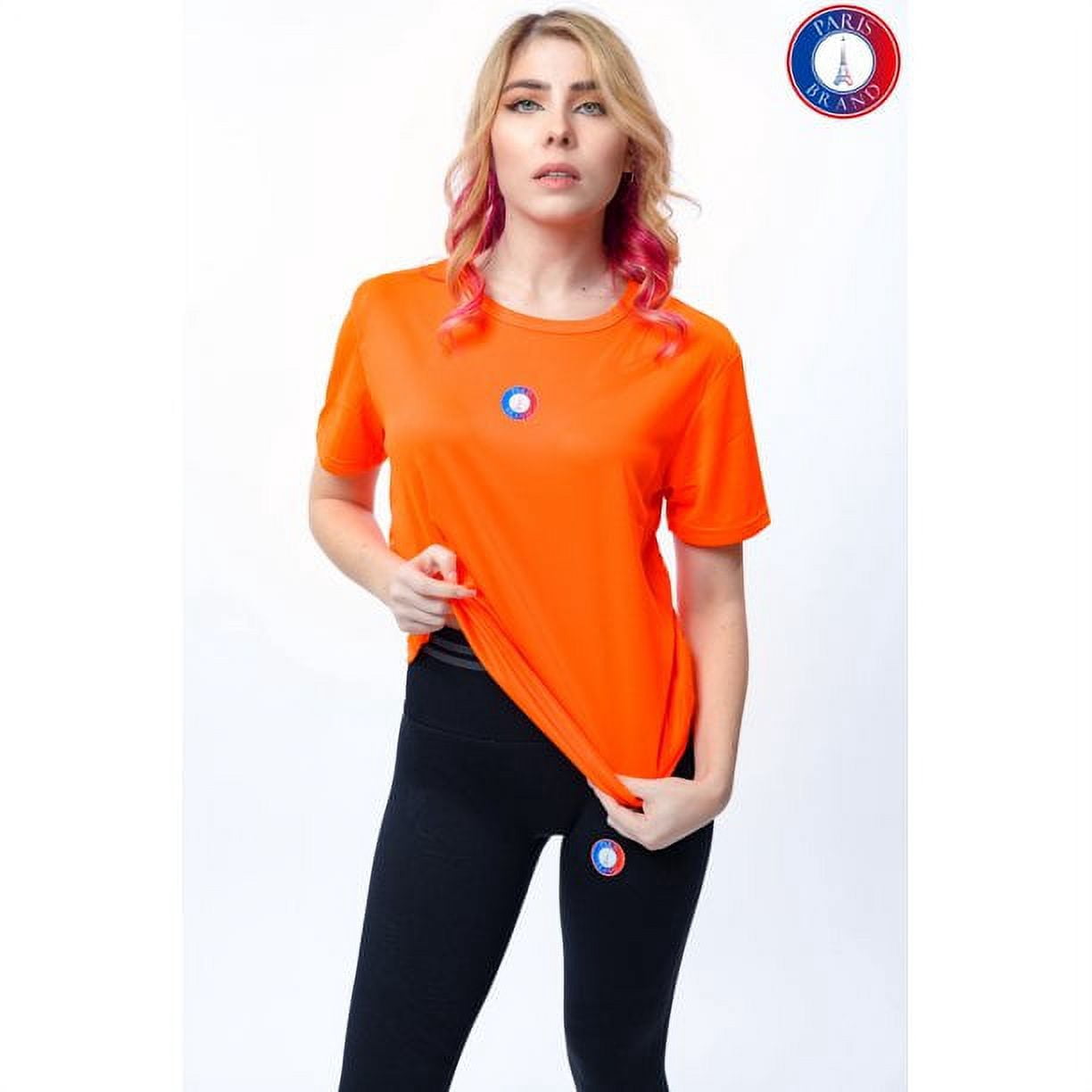 Paris Brand Sports Dry Fit Women's Orange Tshirt Mesh Breathable