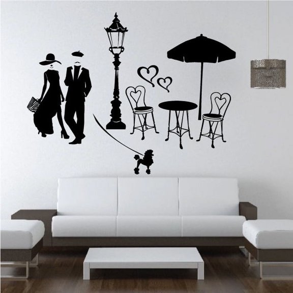 Paris Caf Characters Wall Decal - Vinyl Decal - Car Decal - Vd013 - 36 Inches