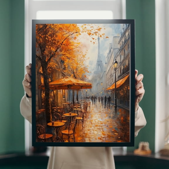 Paris Cafe Autumn, Vintage French Wall Art Home Decor #3232, Unframed Poster Size 8x12