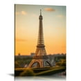 thumbnail image 1 of Paris Canvas Wall Art Eiffel Tower at Gold Sunrise Picture Painting Modern Cityscape Poster Artwork Framed for Bedroom Decor Ready to Hang, 1 of 4