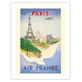 thumbnail image 1 of Paris - Capital of France - Eiffel Tower - Vintage Airline Travel Poster by Régis Manset c.1947 - Bamboo Fine Art 290gsm Paper (Unframed) 17x22in, 1 of 4