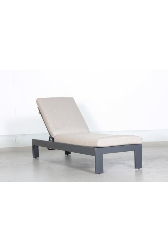 Paris Chaise Lounge Gray Aluminum Frame in Taupe Cushion