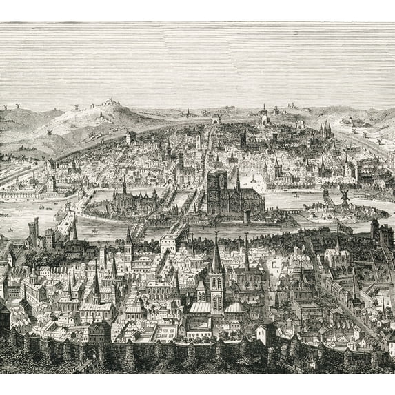 Paris Circa 1610. 19Th Century Copy Of 17Th Century Manuscript Pictures. From French Pictures By The Rev. Samuel G. Green, Published 1878. Poster Print (30 x 28)