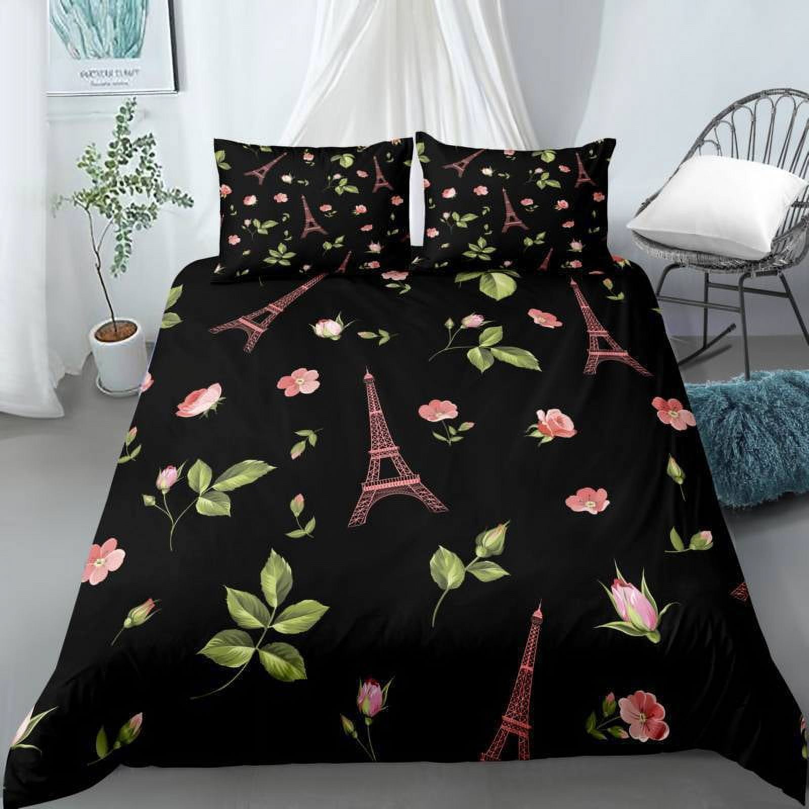 Paris City Duvet Cover Set Eiffel Tower Print Bedding Sets Twin Full