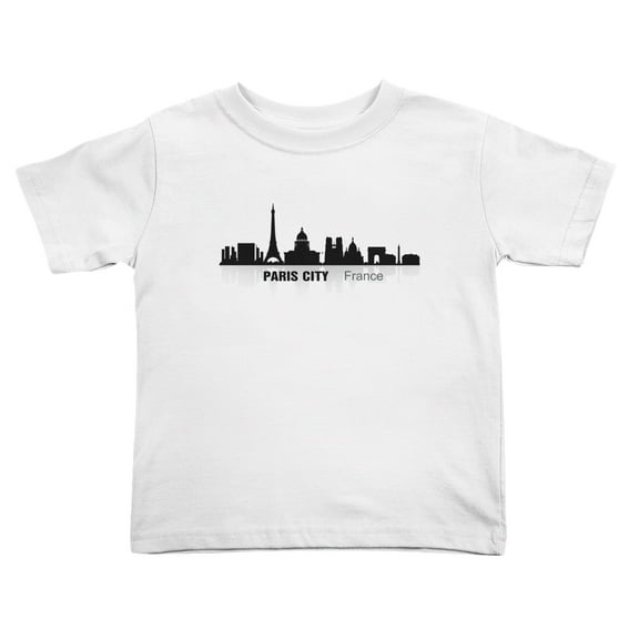 Paris City France Silhouette Cute Toddler Tshirts for Boys Girls (White, Youth L)