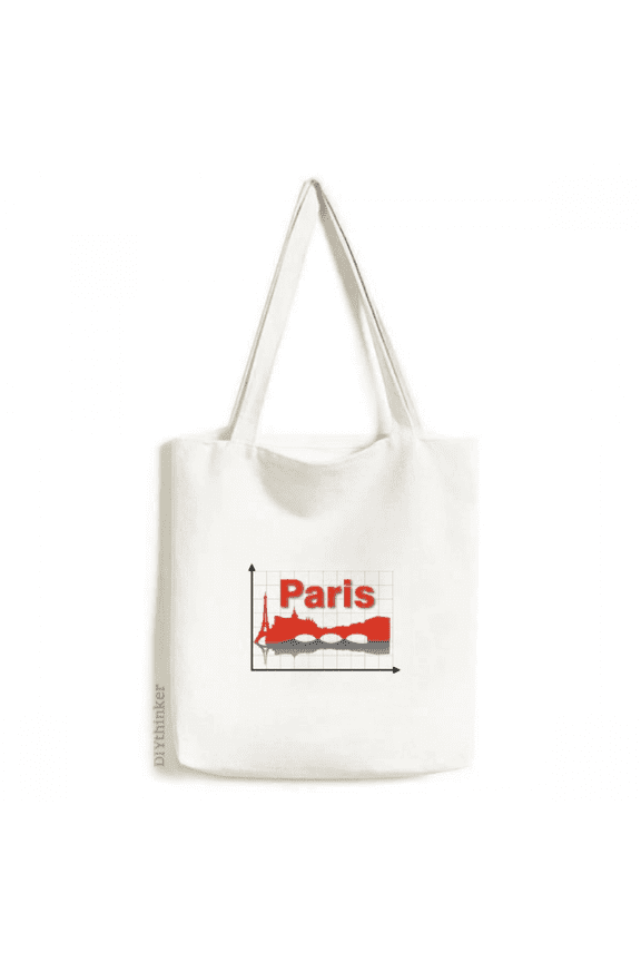 Paris City Outline Coordinate Axis Tote Canvas Bag Shopping Satchel Casual Handbag