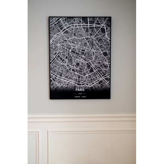 Paris City Print Map Wall Art with Frame