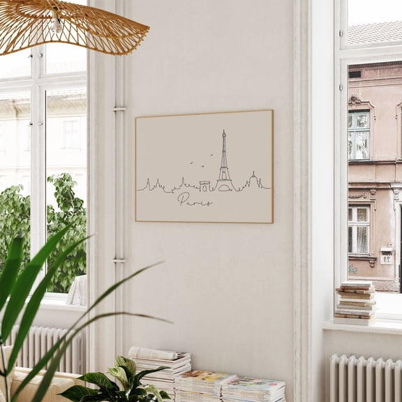 Paris City Skyline Line Art Wall Decor Travel Print, Unframed Paper Print Size 24x36