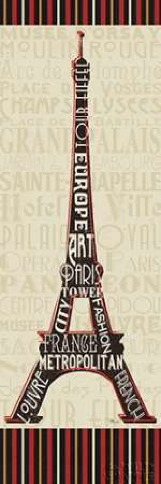 Paris City Words I Border Canvas Art - Pela Studio (8 x 24)