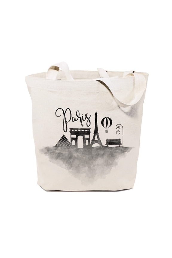 Paris Cityscape Cotton Canvas Tote Bag