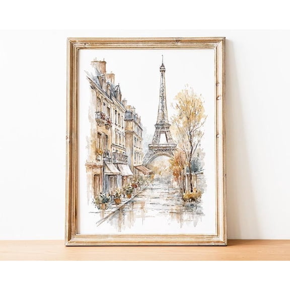 Paris Cityscape Eiffel Tower Watercolor Romantic Poster Unframed Paper Print