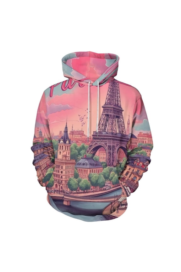Paris Cityscape with Eiffel Tower 3d Sweatshirts Hoodie Fashion Casual Personality Men's Women Street Hoodie Pullovers Long Sleeve Comfortable Top