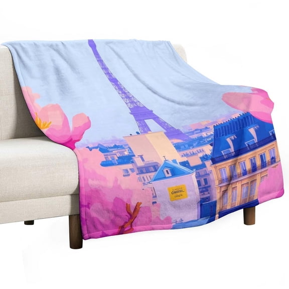 Paris Cityscape with Flowers Blankets Bedroom Living Room Sofa Throw Blankets for Beds