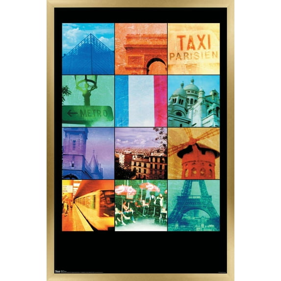 Paris - Collage Wall Poster, 14.725" x 22.375", Framed