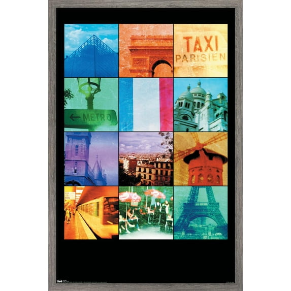 Paris - Collage Wall Poster, 22.375" x 34", Framed