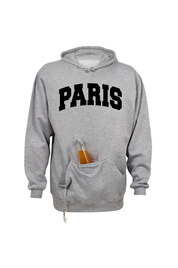 Paris College Style Beer Holder Tailgate Hoodie Sweatshirt Unisex 2X-Large Oxford