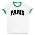 thumbnail image 1 of Paris College Style Ringer Tee Shirt Unisex 2X-Large White/Kelly Green, 1 of 5