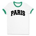 thumbnail image 1 of Paris College Style Ringer Tee Shirt Unisex Small White/Kelly Green, 1 of 5