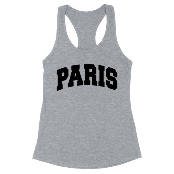 Paris College Style Tank Top Fitted Racerback Women's Medium Heather Grey