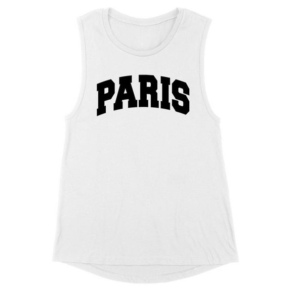 Paris College Style Women's Muscle Tank Large White