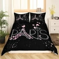 thumbnail image 1 of Paris Comforter Cover Set Full Size Eiffel Tower Bedding Set Black and Pink Chic Paris Bedroom Decor Duvet Cover Teens Women Romantic Modern French Bedspread Cover (No Comforter), 1 of 6