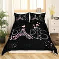 thumbnail image 1 of Paris Comforter Cover Set Queen Size Eiffel Tower Bedding Set Black and Pink Chic Paris Bedroom Decor Duvet Cover Teens Women Romantic Modern French Bed Cover (No Comforter), 1 of 7