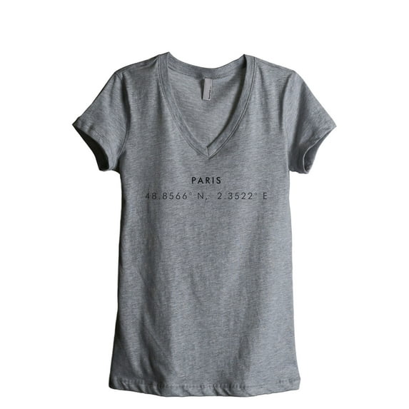 Paris Coordinates Women's Fashion Relaxed V-Neck T-Shirt Tee Heather Grey X-Large