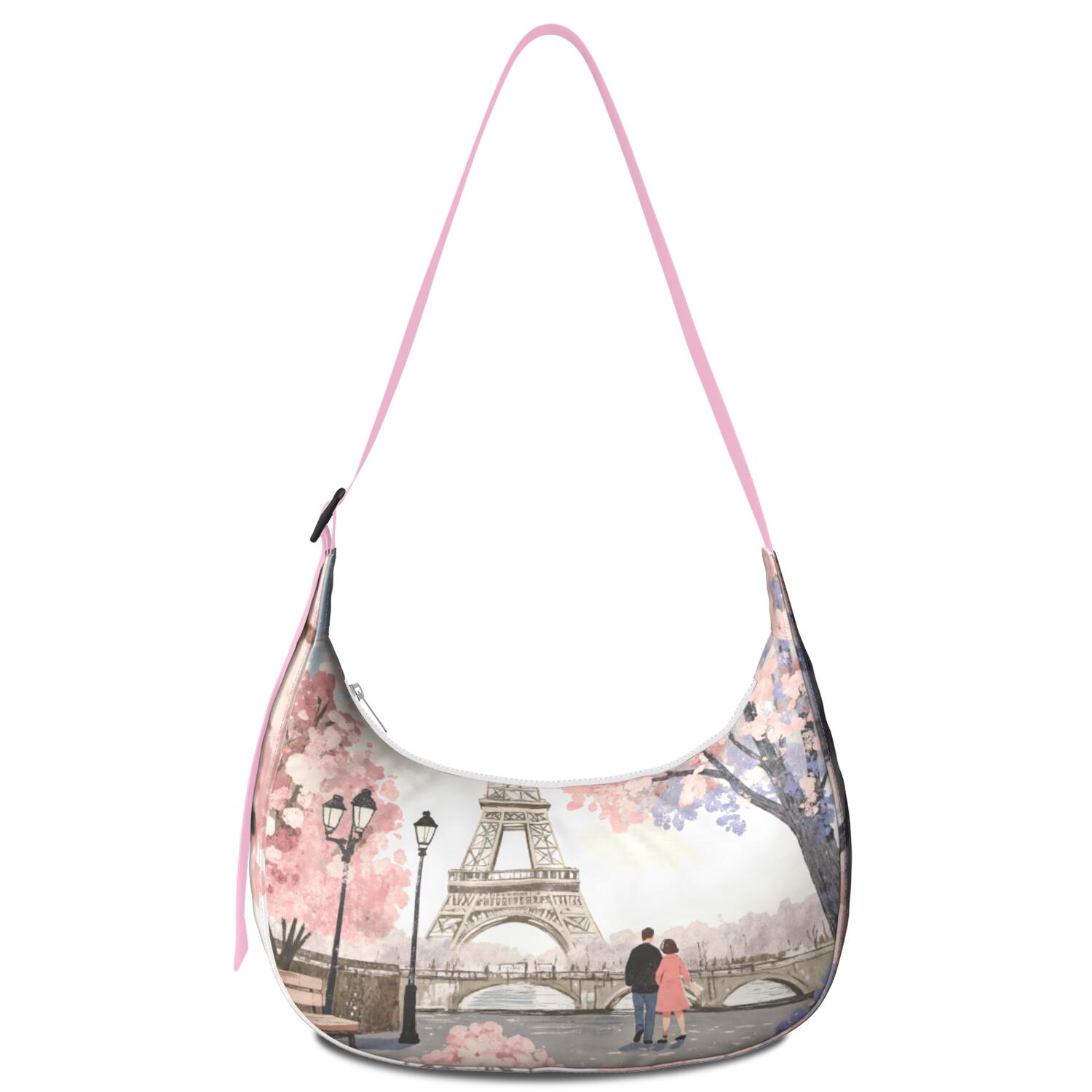Paris Crescent Cross Body Bag Nylon Bag for Casual Outing Enthusiasts