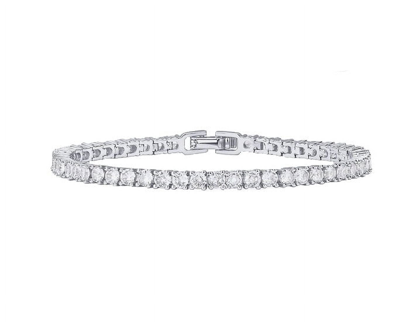 PARIS JEWELRY Paris Crystals 18K White Gold 4 Carat Round Tennis Bracelet 7 inch