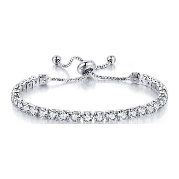 Paris Jewelry Crystals 18k White Gold 8 Carat Created White Sapphire Adjustable Tennis Bracelet plated