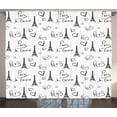 thumbnail image 1 of Ambesonne Paris Curtains 2 Panel Set, Eiffel Je T'aime Doodle, 108" x 63", Black White, 1 of 3