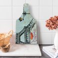 thumbnail image 1 of Paris Cutting Board, Grunge Illustration of Eiffel with Lanterns European Lifestyle Culture Art, Decorative Tempered Glass Cutting and Serving Board, Wine Bottle Shape, Red Black Yellow, by Ambesonne, 1 of 5