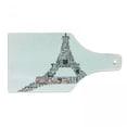 thumbnail image 1 of Paris Cutting Board, Illustration of Tour Eiffel Words Historical Cultural French Building Monochrome, Tempered Glass Cutting and Serving Board, Wine Bottle Shape, Black White, by Ambesonne, 1 of 1