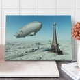 thumbnail image 1 of Paris Cutting Board, Zeppelin and Eiffel Tower over Clouds Sky Dreamy Famous Place on Earth Picture, Decorative Tempered Glass Cutting and Serving Board, Large Size, Blue and Grey, by Ambesonne, 1 of 1