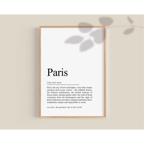 Paris Definition City Wall Art, Unframed Paper Print Size 12x18