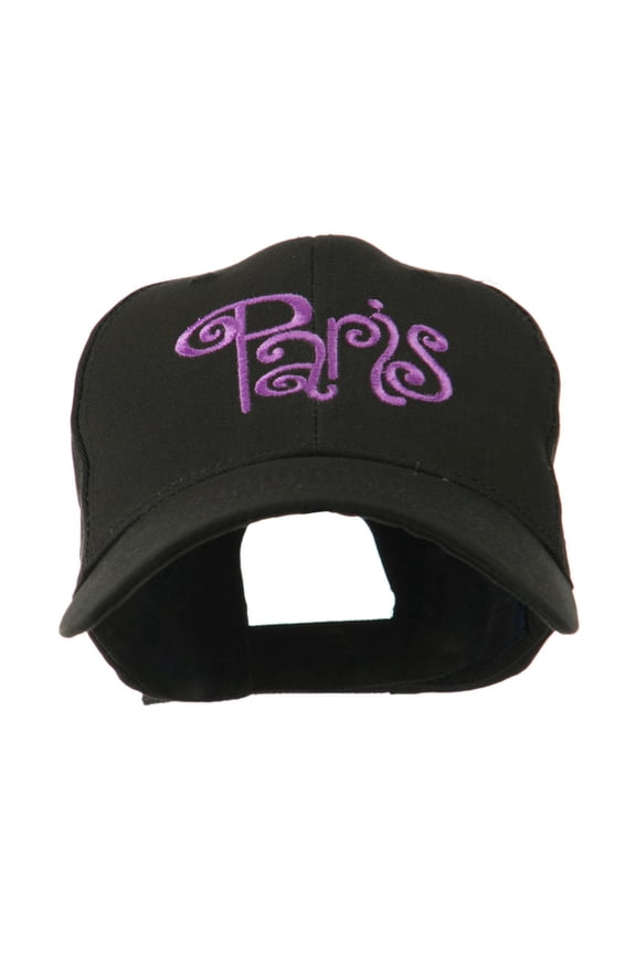Paris Design Word Embroidery Cap - Black OSFM