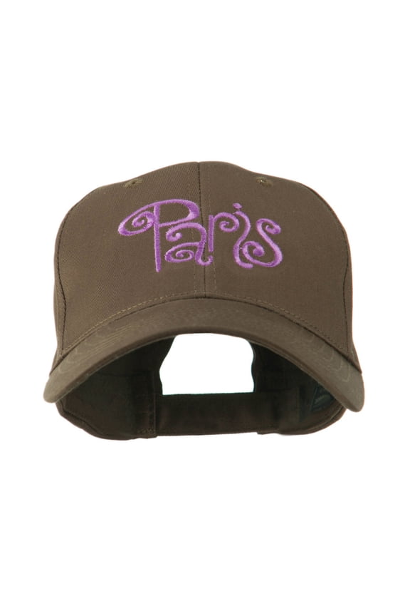 Paris Design Word Embroidery Cap - Brown OSFM