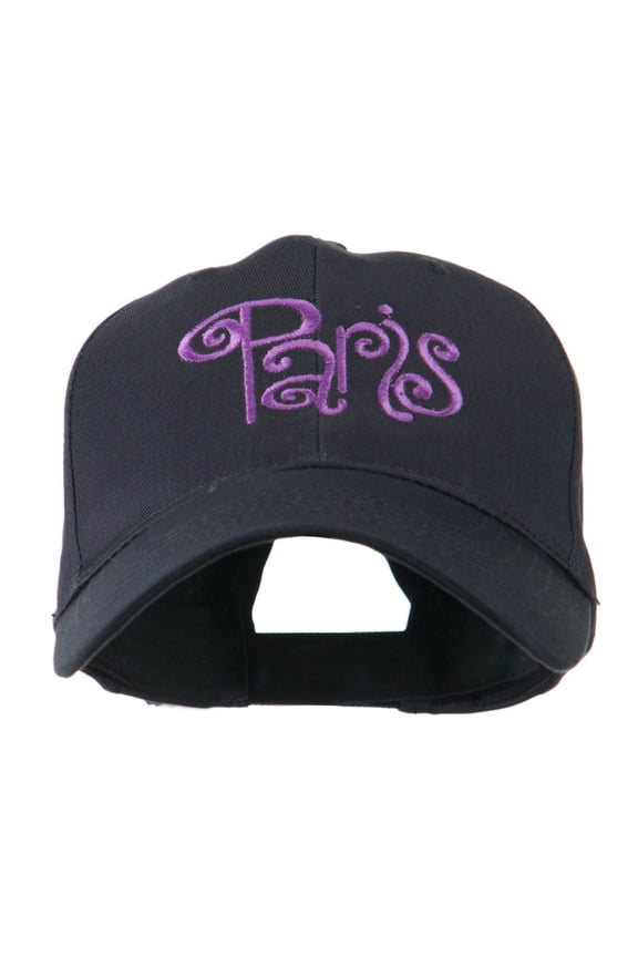 Paris Design Word Embroidery Cap - Navy OSFM