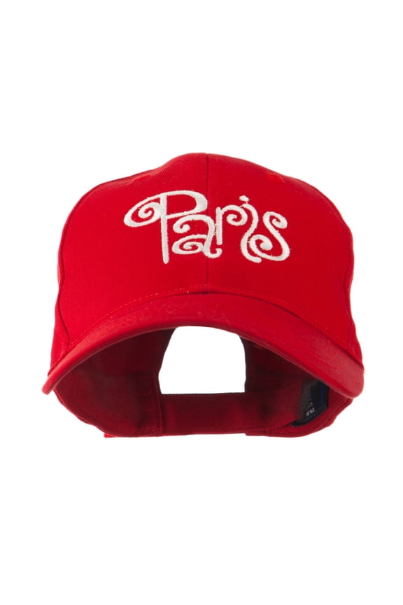 Paris Design Word Embroidery Cap - Red OSFM