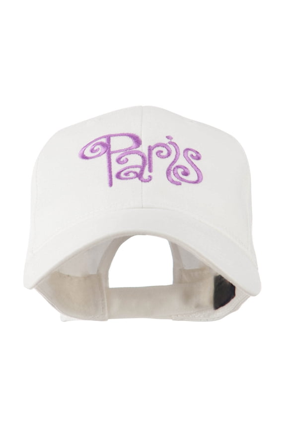Paris Design Word Embroidery Cap - White OSFM