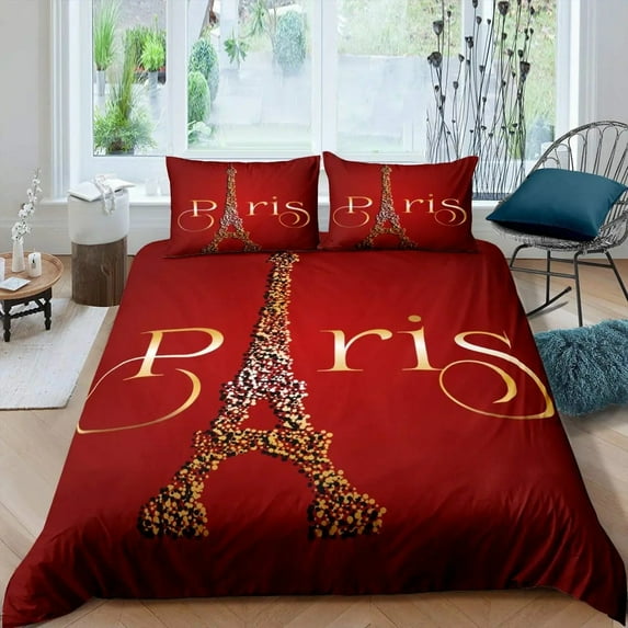 Paris Duvet Cover Set Size Eiffel Tower Bedding Set Black and Pink Paris Comforter Cover tic Frenc
