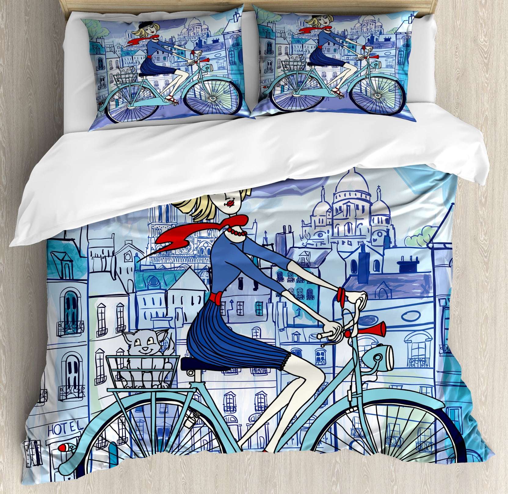 paris-duvet-cover-set-young-woman-french-hat-and-funny-cat-on-bicycle