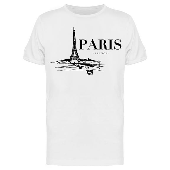 Paris Eiffel Sketch France T-Shirt Men -Image by Shutterstock, Male XX-Large