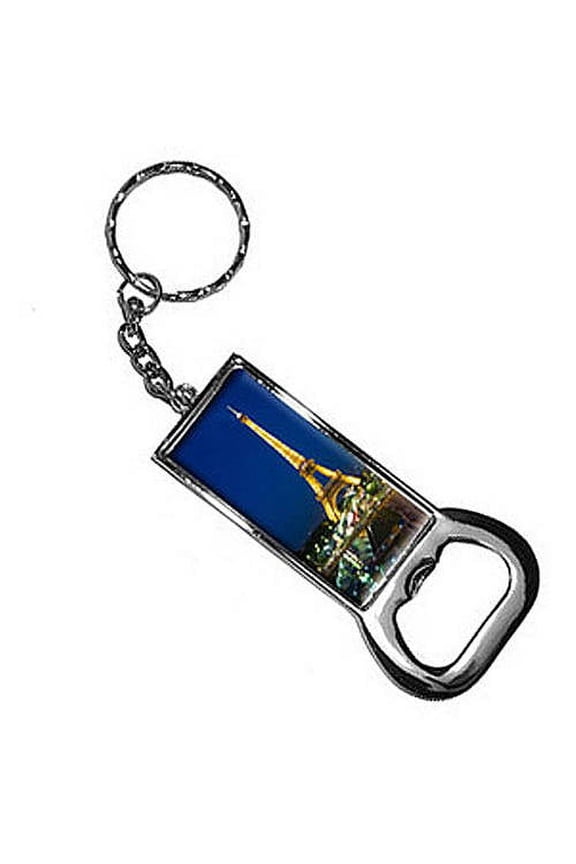 Eiffel Tower At Night Keychain Key Chain Ring Bottle Bottlecap Opener